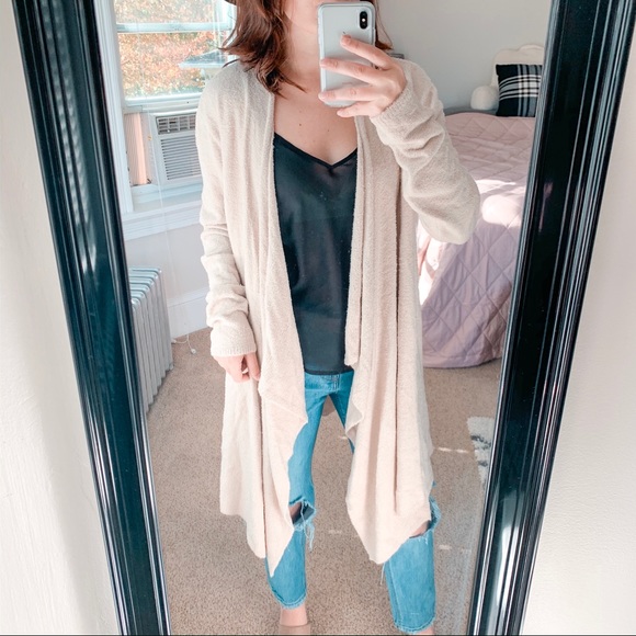 Barefoot Dreams Sweaters - BAREFOOT DREAMS | Beige Waterfall Cardigan Sz L/XL